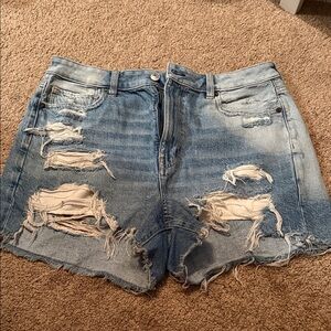 Distressed Light Blue Denim Women's Shorts